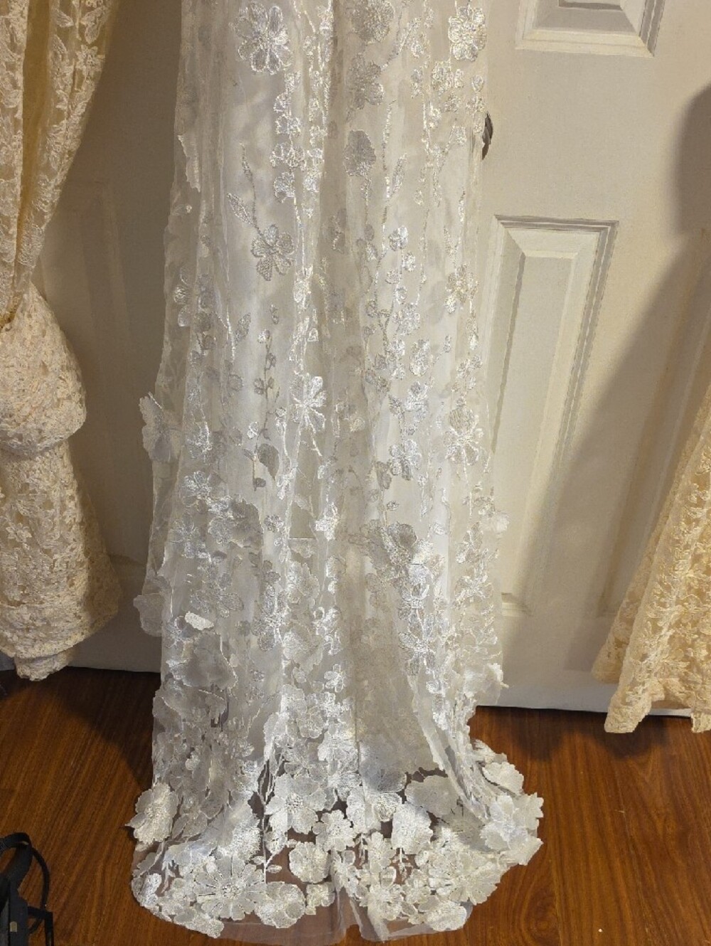 White Floral Wedding Lace Maxi Dress - Picture 6 of 12